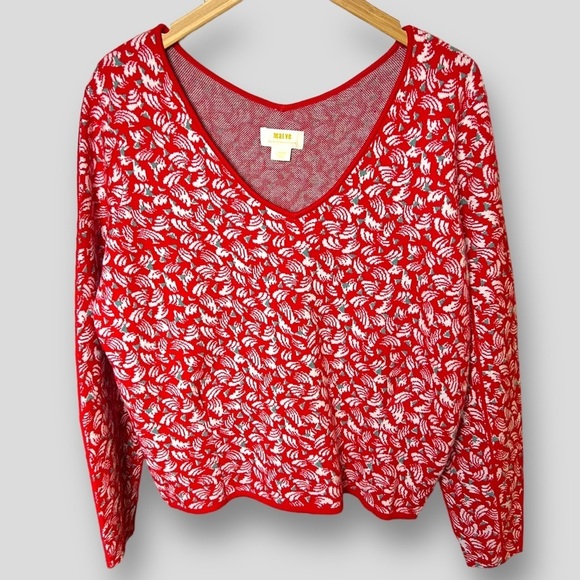 Maeve Tops - Anthropologie Maeve Lupita V-Neck Sweater Color Red.